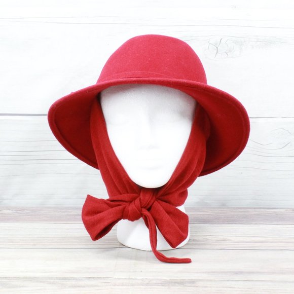 Wool Felt Attached Scarf Fedora Hat 